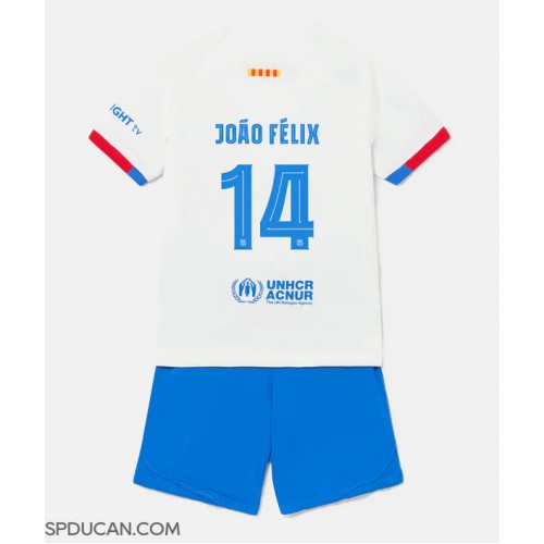 Dječji Nogometni Dres Barcelona Joao Felix #14 Gostujuci 2023-24 Kratak Rukav (+ Kratke hlače)
